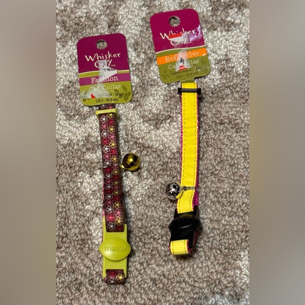Whisker City Cat Collars - Yellow and Pink